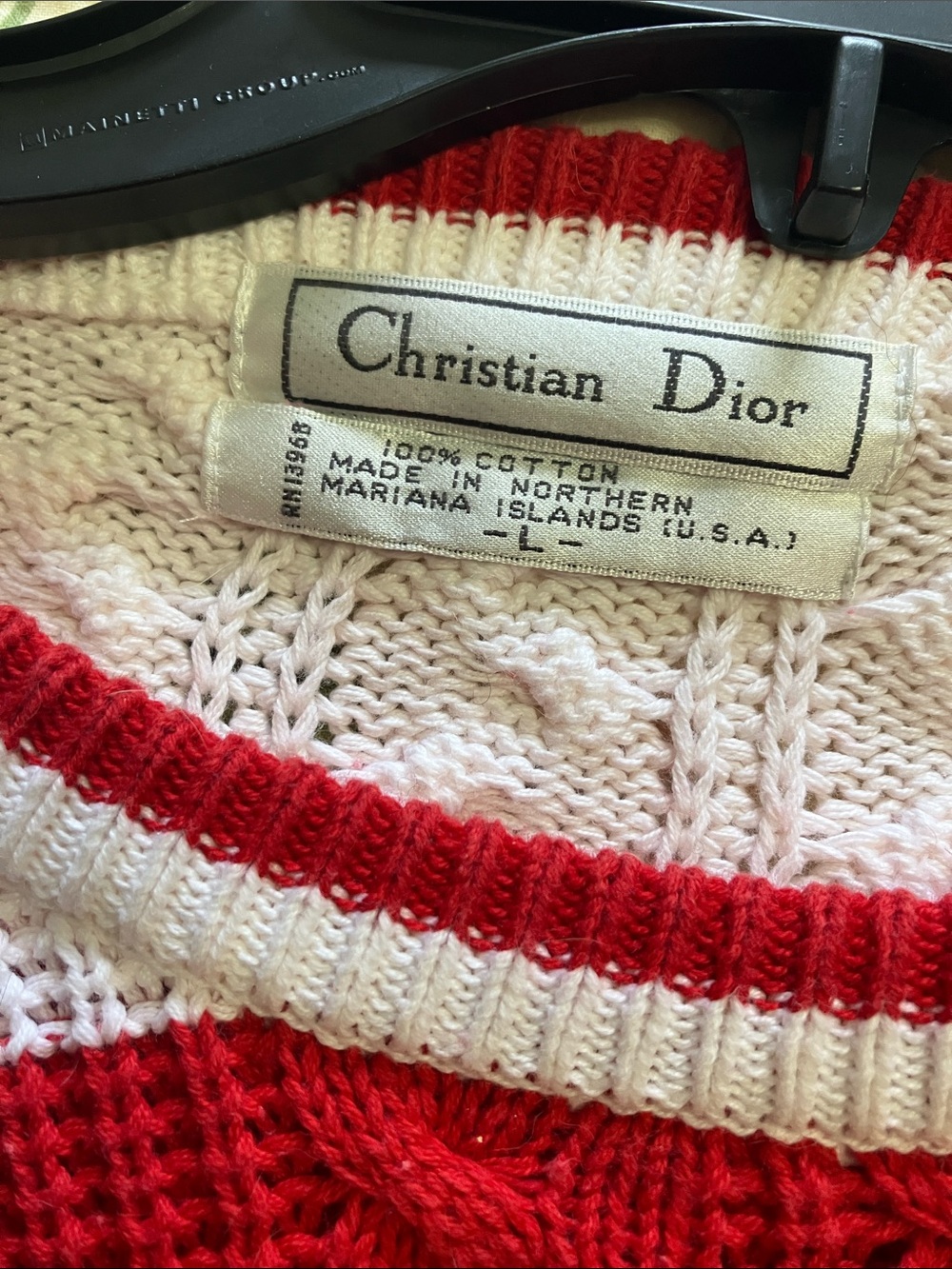 Dior Red and White Striped Cable Knit Sweater - Picture 2 of 10